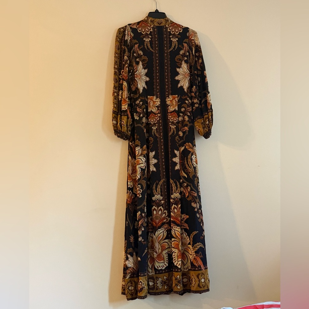 Farm Rio Black Majestic Garden Buttoned Puff Sleeve Maxi Dress - Picture 5 of 5